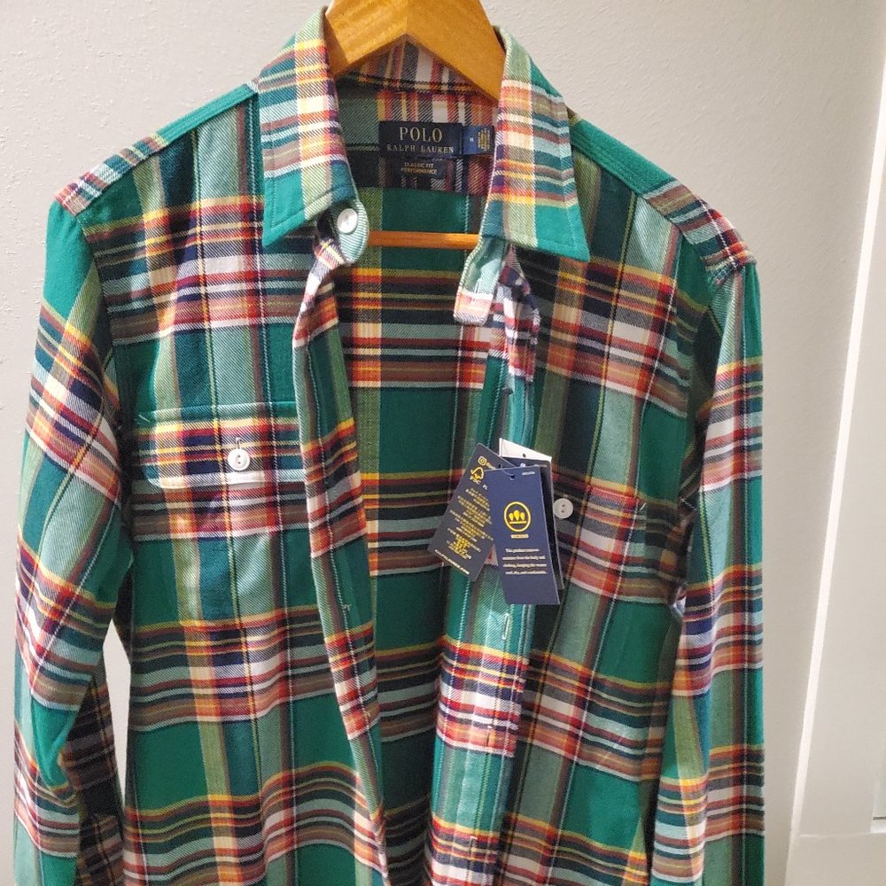 Polo Ralph Lauren Green Flannel Shirt Med/Classic Fit